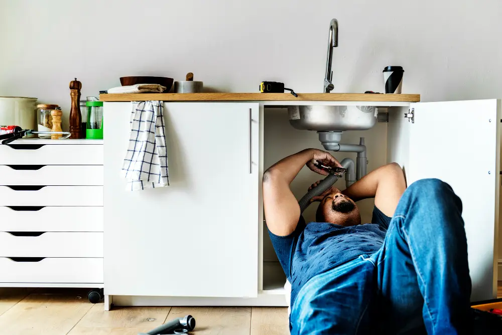 Plombier qui débouche une canalisation