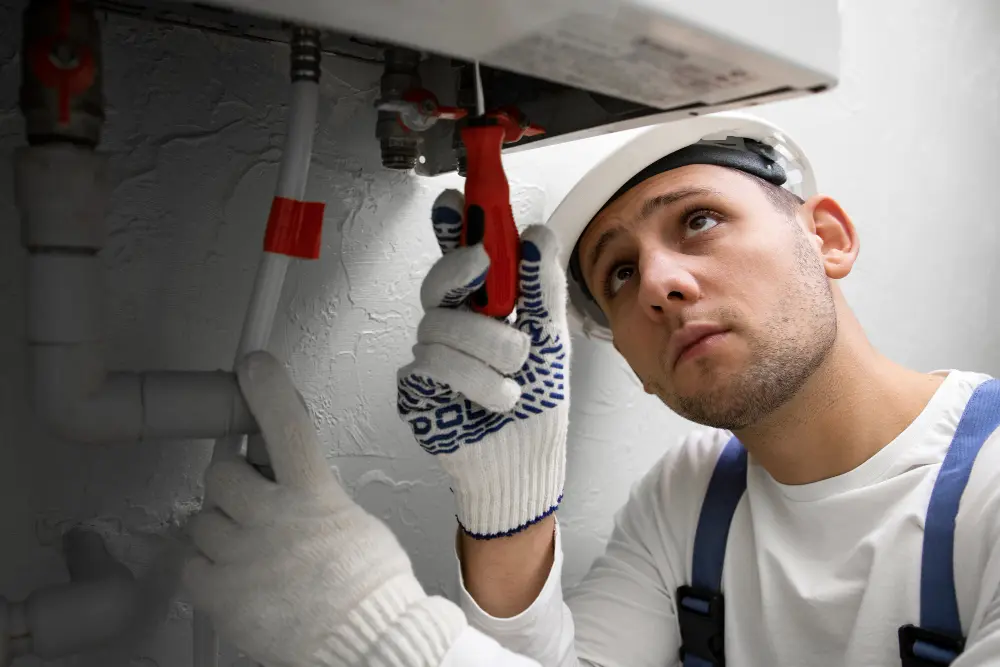 Entretien d'une chaudière par un technicien
